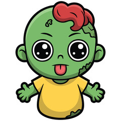 Kawaii zombie icon for Halloween isolated vector illustration on white background