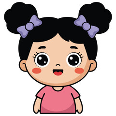 Smiling Asian girl in orange dress isolated vector illustration on white background