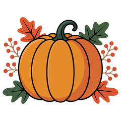 Fall still life with seasonal elements isolated vector illustration on white background