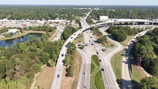 A breathtaking 4K aerial view captures the essence of The Woodlands, Texas, showcasing its distinctive master-planned beauty.