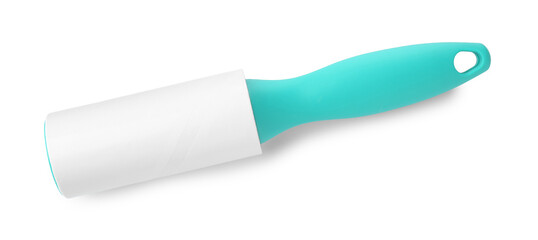 One sticky lint roller isolated on white, top view