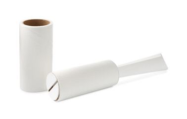 Lint roller with adhesive roll isolated on white