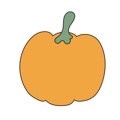 Funny Doodle Pumpkin Character Halloween Icon. Childish Positive Vibrant Colored Holiday Autumn Part Decoration. Happy Halloween Mascot Symbol Pumpkin Cute Drawn Element. 