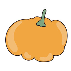 Funny Doodle Pumpkin Character Halloween Icon. Childish Positive Vibrant Colored Holiday Autumn Part Decoration. Happy Halloween Mascot Symbol Pumpkin Cute Drawn Element. 