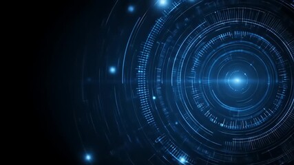 Abstract digital technology with glowing blue circles and light effects - Powered by Adobe
