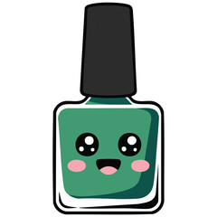 Bright nail polish kawaii cosmetics advertising isolated vector illustration on white background