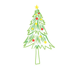 Handdrawn Christmas Pine