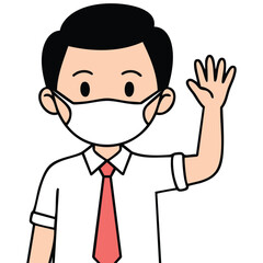 Business person with hygiene mask isolated vector illustration on white background