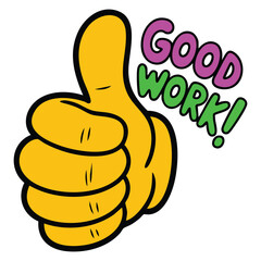 Thumbs up good work compliment isolated vector illustration on white background