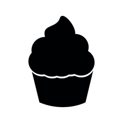 cupcake with swirled frosting in black silhouette