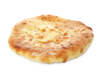 One delicious Megrelian khachapuri isolated on white
