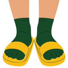 Footwear socks with sandals combo isolated vector illustration on white background