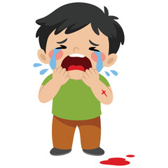 Child crying blood pain emotion isolated vector illustration on white background