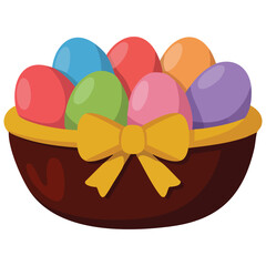 Easter egg basket holiday celebration isolated vector illustration on white background
