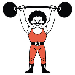 Strong circus man with dumbbell isolated vector illustration on white background