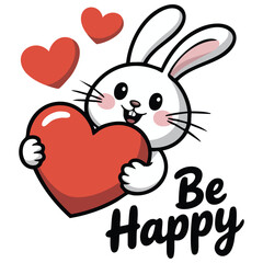 Animal rabbit with heart arms isolated vector illustration on white background