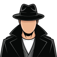 Suspicious man with sunglasses criminal character isolated vector illustration on white background