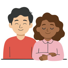 Couple with speech bubble avatar isolated vector illustration on white background