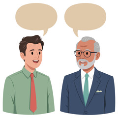 Father with son and speech bubble isolated vector illustration on white background