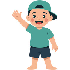 Boy in swimming gear summer isolated vector illustration on white background