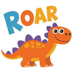 Dinosaur roar lettering illustration isolated vector illustration on white background