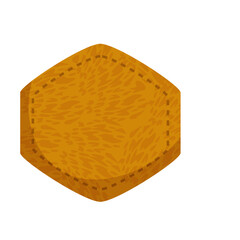 Golden Brown Hexagonal Shape Object With Stitched Edges On Transparent Background Flat Icon Design