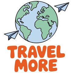 Travel more earth illustration isolated vector illustration on white background