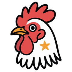 Rooster Chinese zodiac sign doodle vector artwork isolated white