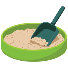 Feline waste box doodle vector artwork isolated white background