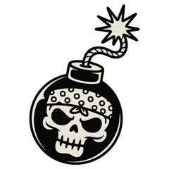 Bomb explosive doodle vector illustration isolated white background