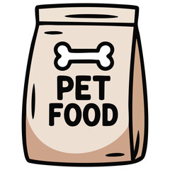 pet dog meal time feeding doodle isolated vector illustration on white background