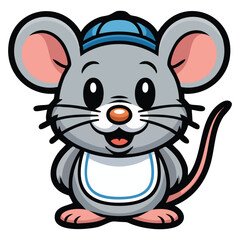 rat zodiac chinese new year doodle isolated vector illustration on white background