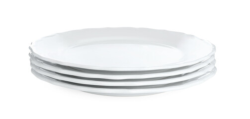 Stack of ceramic plates isolated on white