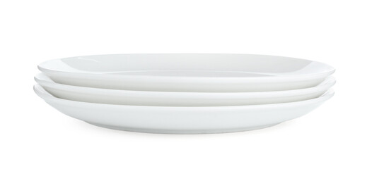 Stack of ceramic plates isolated on white