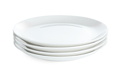 Stack of ceramic plates isolated on white