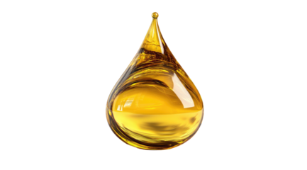 Single drop of golden liquid