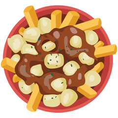 french fries with burger meat tomato meal isolated vector illustration on white background