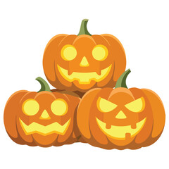 stacked halloween pumpkins holiday icon isolated vector illustration on white background
