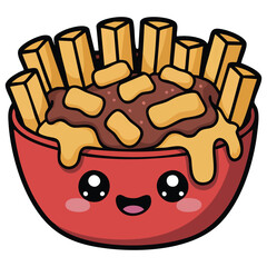 kawaii french fries burger tomato meal isolated vector illustration on white background