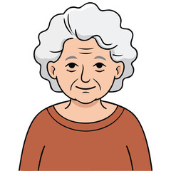 lovely grandmother character portrait isolated vector illustration on white background