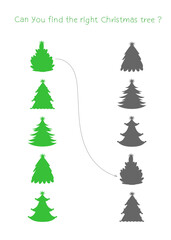 Fun Christmas worksheet in flat style. Festive educational game for children and holiday printables.