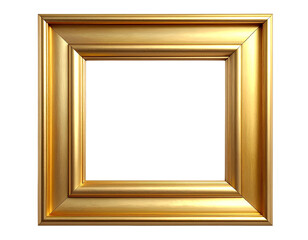 Minimalist Narrow Golden Square Frame Isolated on Transparent Background