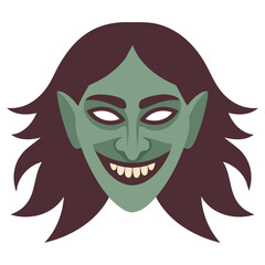 Old witch costume mask party vector illustration
