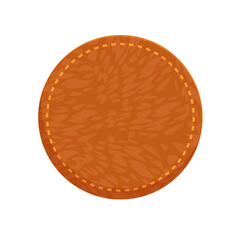 A Simple Round Brown Textured Circle Icon With Stitched Orange Border On A Transparent Background