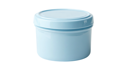 Light-blue round container with lid