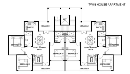 Modern Black and White House Home Apartment Villa Floor Plan Designs
