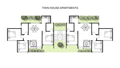 Modern Black and White House Home Apartment Villa Floor Plan Designs