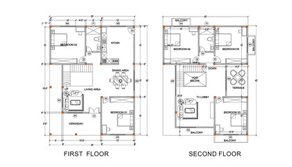 Modern Black and White House Home Apartment Villa Floor Plan Designs