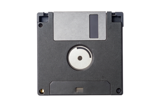 Old floppy disk top isolated on white background	
