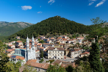 A Gothic-style church in Montesano sulla Marcellana, a small village in the province of Salerno, Italy.